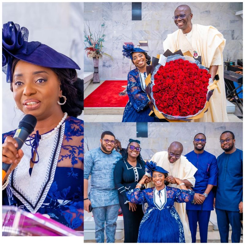 Sanwo-Olu Surprises Wife With Flowers and a Kiss at Women’s Conference